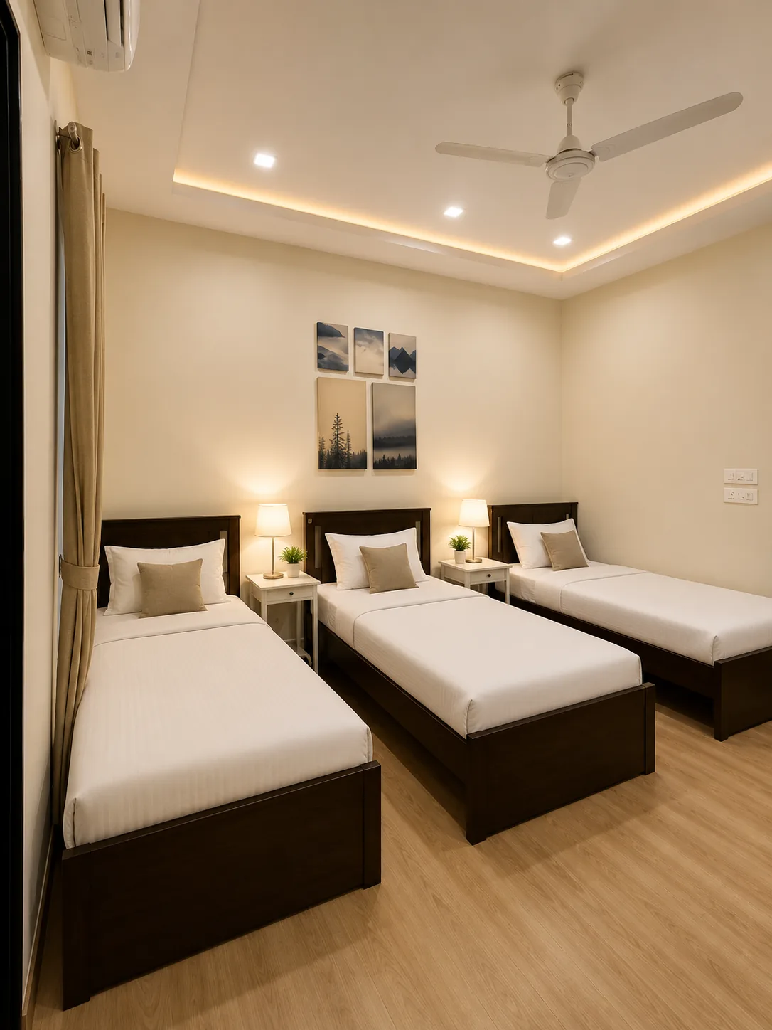 Triple sharing bedroom at Jorawar Bhawan