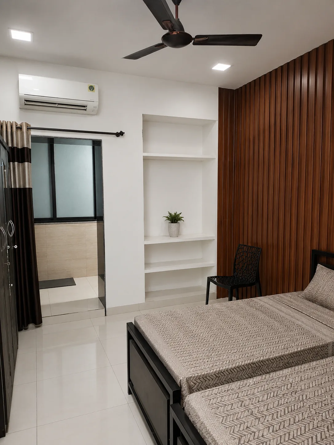 Bright furnished bedroom at Nagindas Mansion girls PG